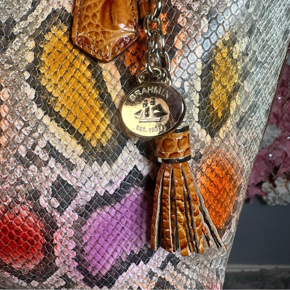 Brahmin EUC Medium Asher Multicolor Snake Print Tote - Picture 13 of 17